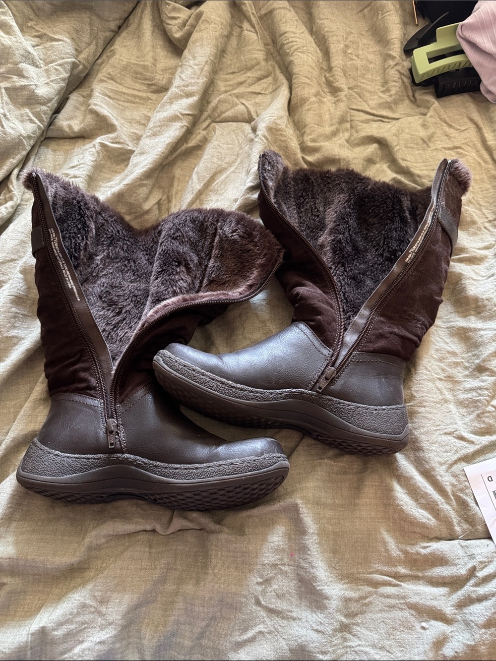 Kim Rogers Brown Faux-Fur Mid-Calf Winter Boots